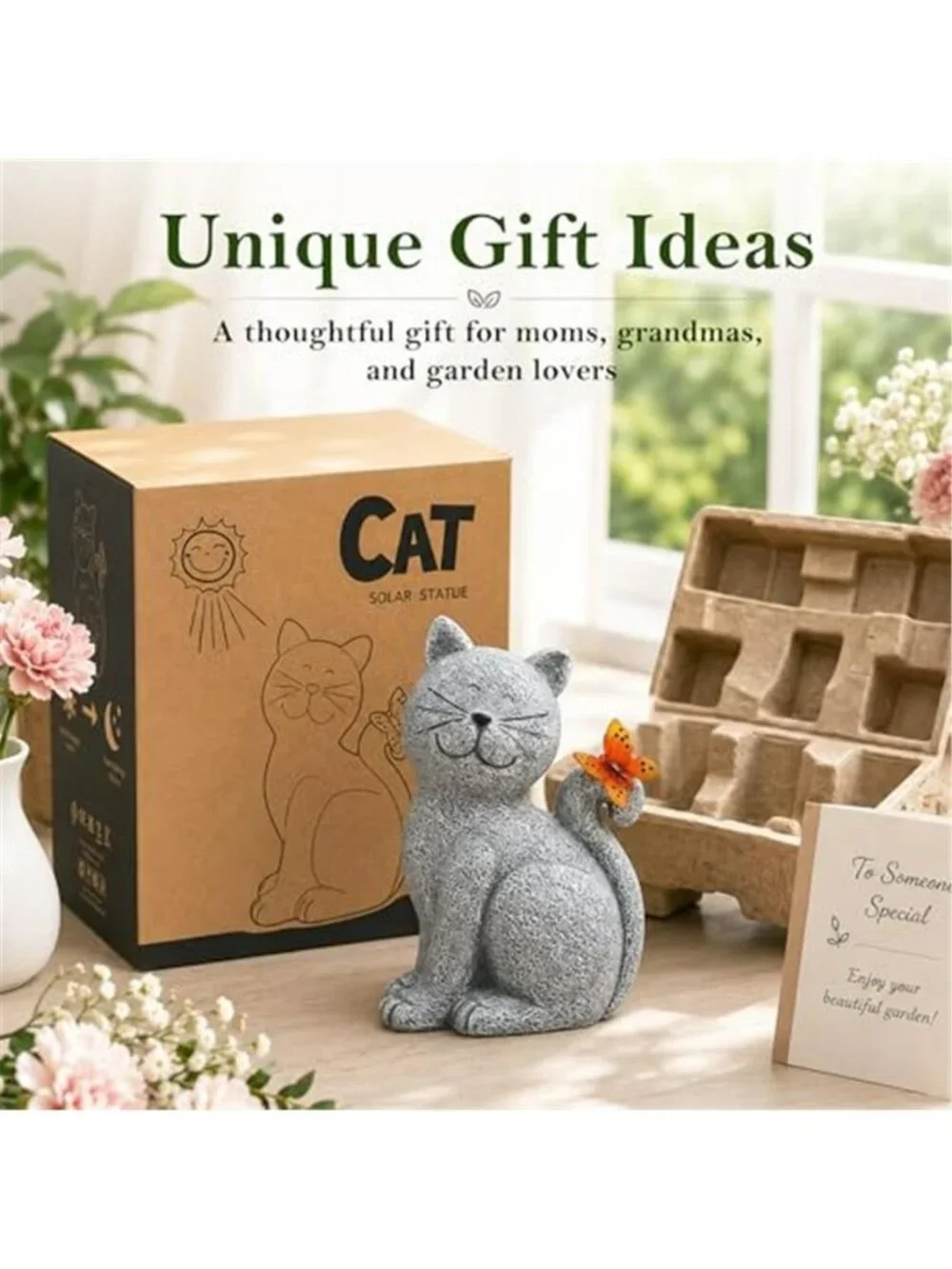 Nacome Cat Outdoor Statues for Garden: Outside Decor with Butterfly Clearance